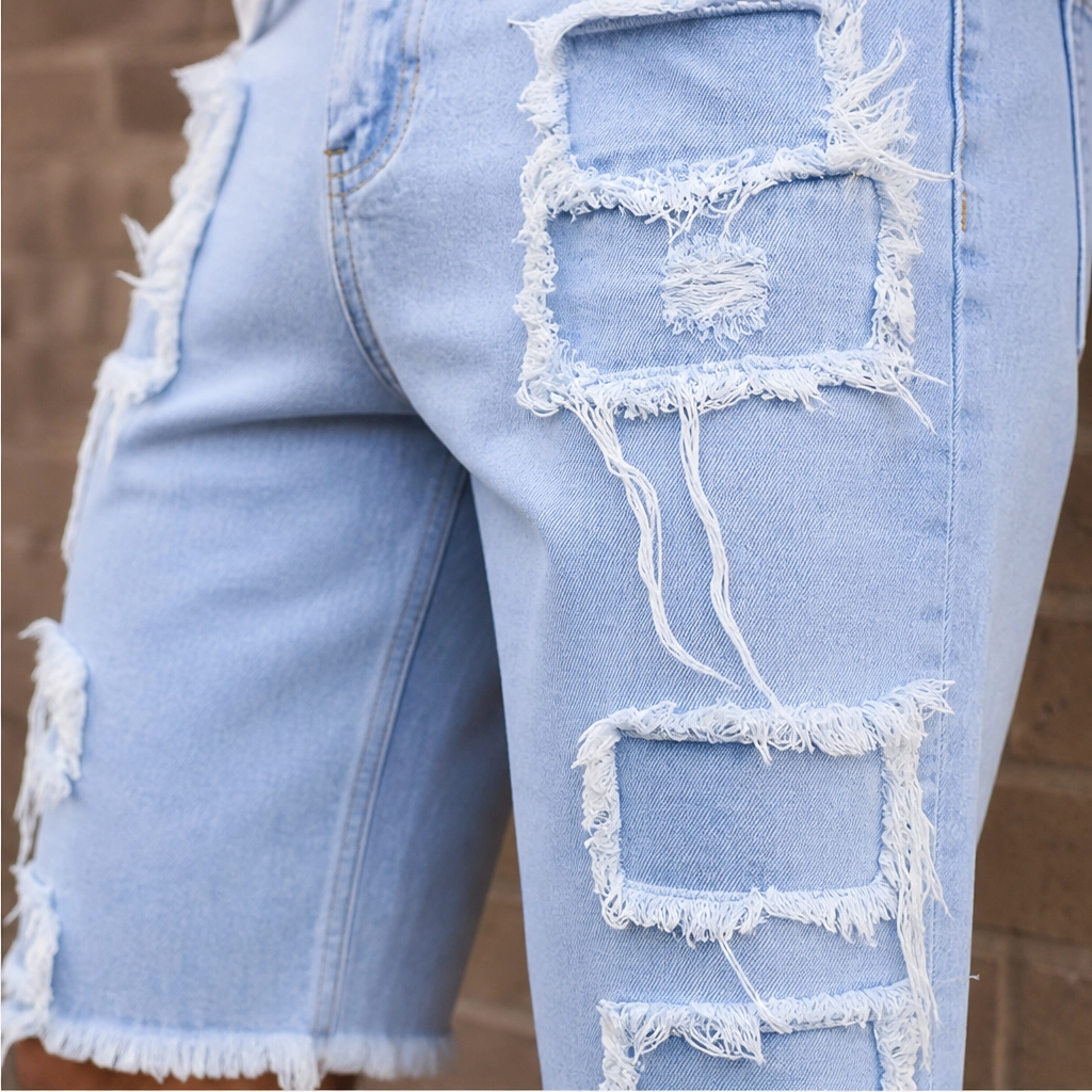 FRAYD™ – Distressed Frayed-Patch Denim Shorts for Men + 50% OFF