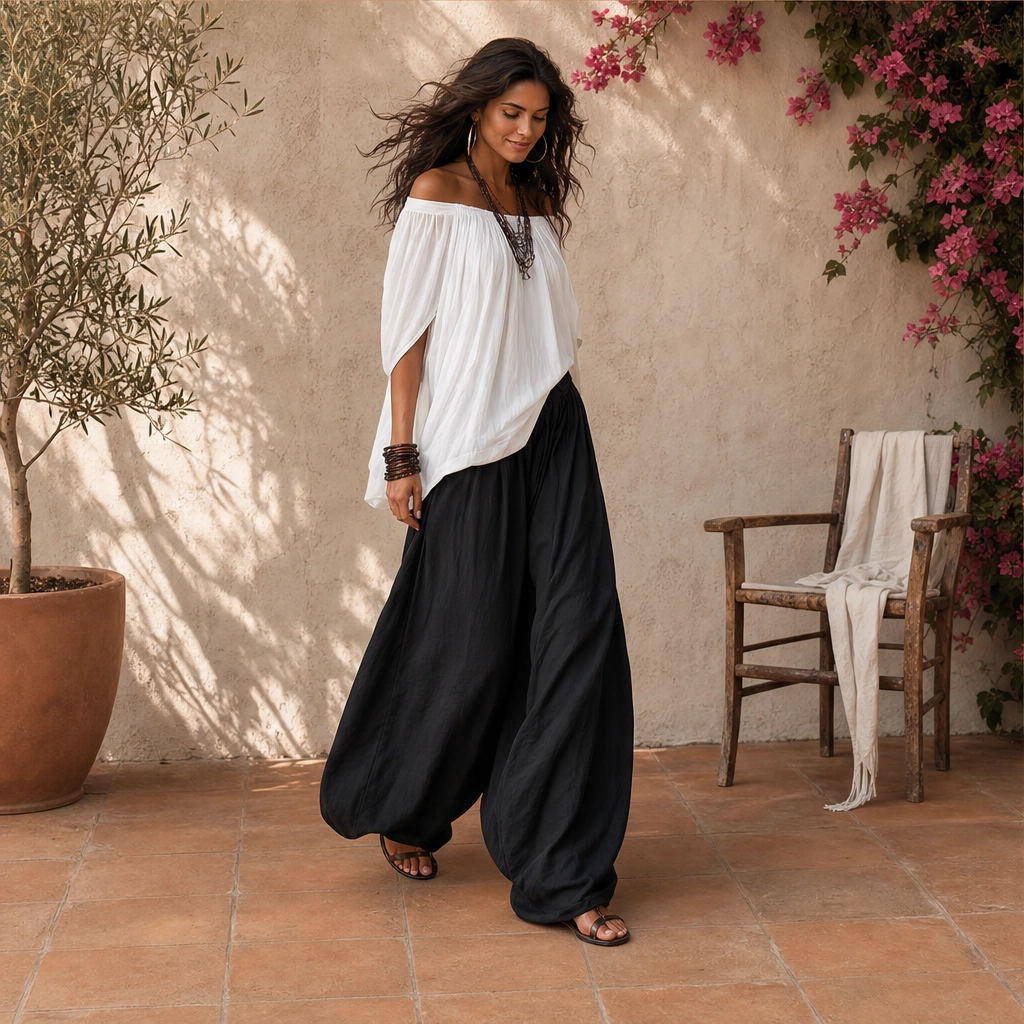 Sienne™ – Off-Shoulder Top &amp; Lantern Pants 2-Piece Set + 50% OFF