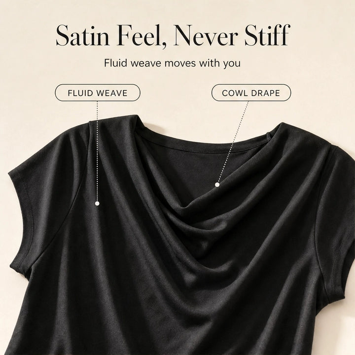 Drapelle™ – Cowl Neck Cap Sleeve Top with Twisted Hem + 50% OFF