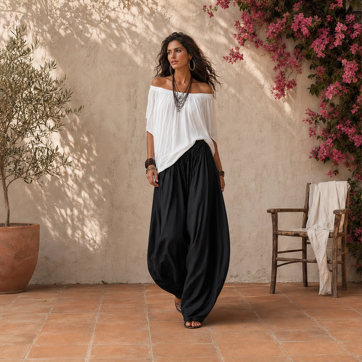 Sienne™ – Off-Shoulder Top &amp; Lantern Pants 2-Piece Set + 50% OFF
