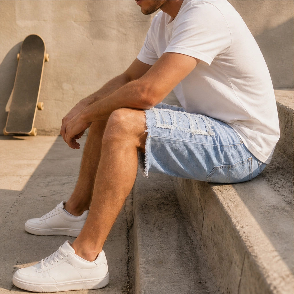 FRAYD™ – Distressed Frayed-Patch Denim Shorts for Men + 50% OFF