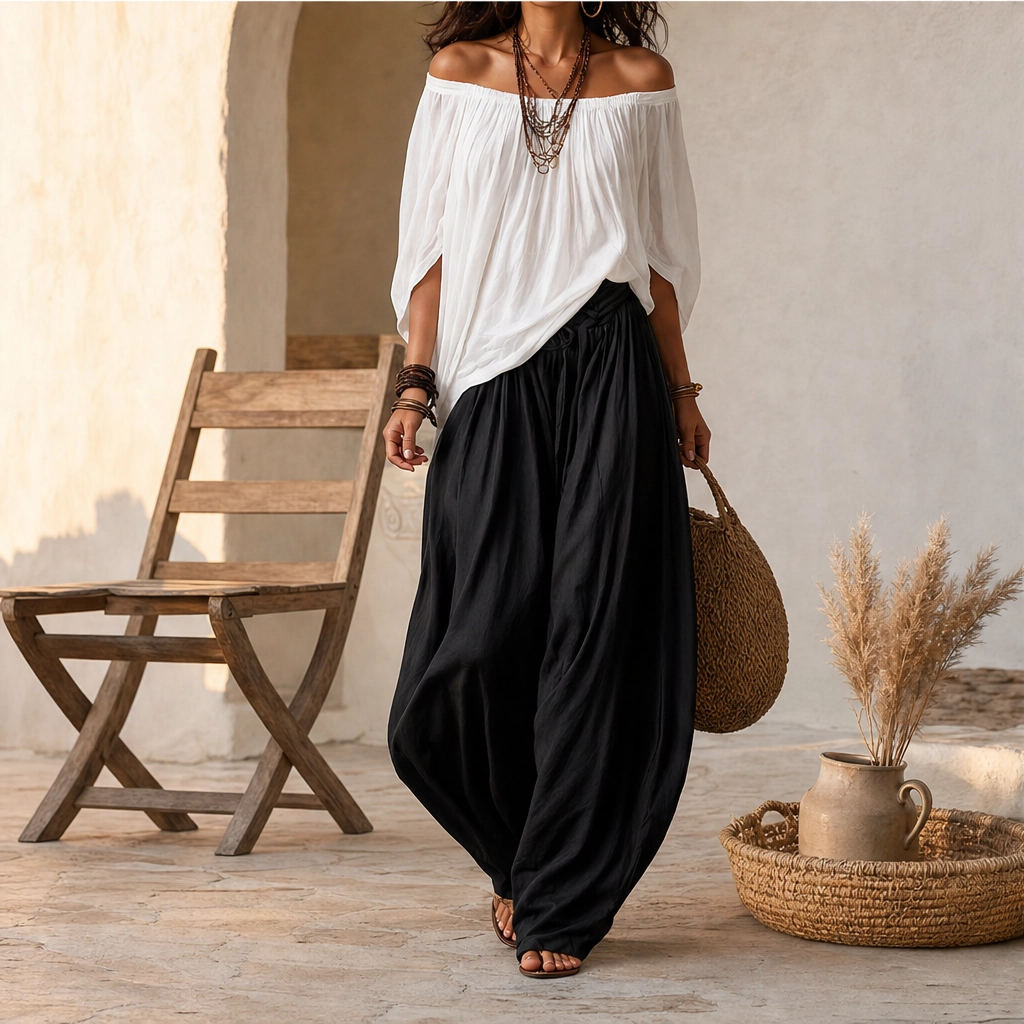 Sienne™ – Off-Shoulder Top &amp; Lantern Pants 2-Piece Set + 50% OFF