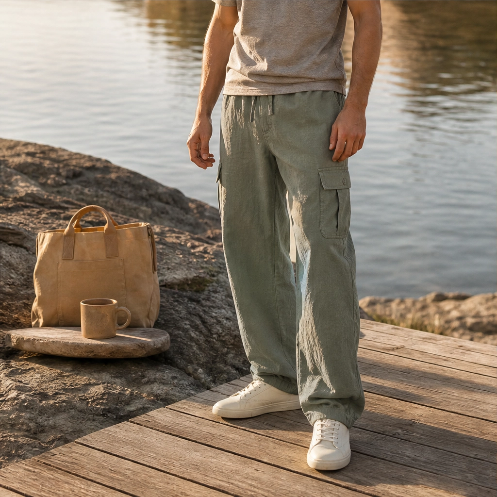 Driftwell™ – Breathable Cotton-Linen Wide-Leg Cargo Pants + 50% OFF