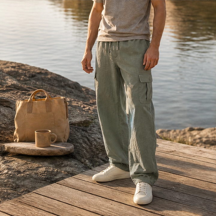 Driftwell™ – Breathable Cotton-Linen Wide-Leg Cargo Pants + 50% OFF