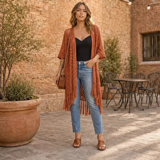 Sundrift™ – Breathable Open-Knit Fringe Cover-Up Cardigan + 50% OFF