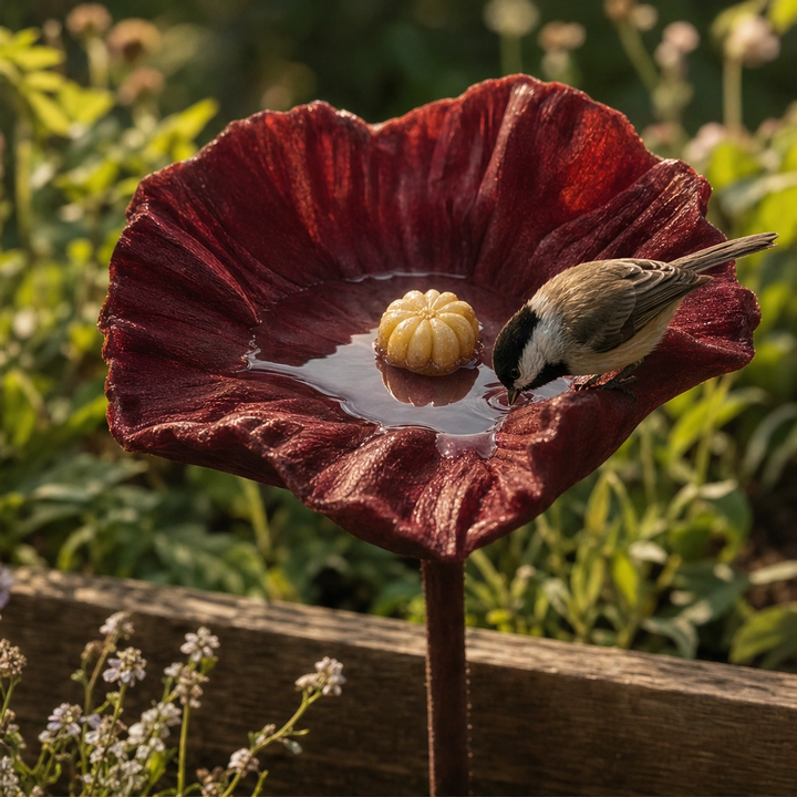 Bloombrook™ – Weatherproof Floral Bird Bath &amp; Water Feeder Garden Stake + 50% OFF