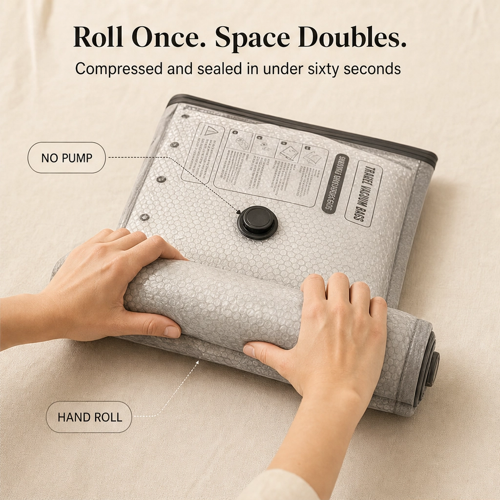 PackVault™ – Cordless Pump Travel Vacuum Compression Bag Set + 50% OFF