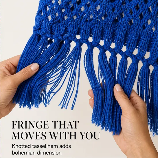 Sundrift™ – Breathable Open-Knit Fringe Cover-Up Cardigan + 50% OFF