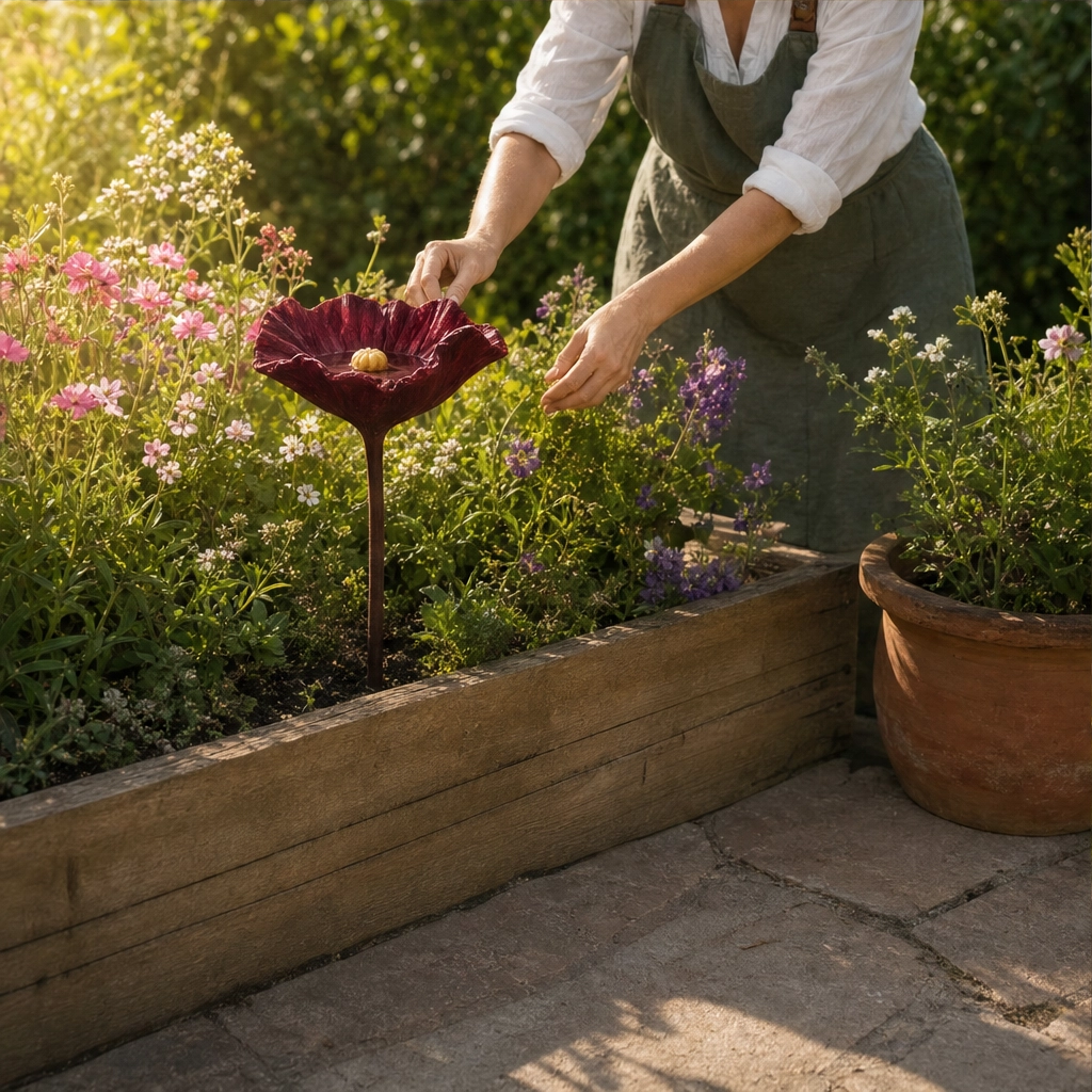 Bloombrook™ – Weatherproof Floral Bird Bath &amp; Water Feeder Garden Stake + 50% OFF