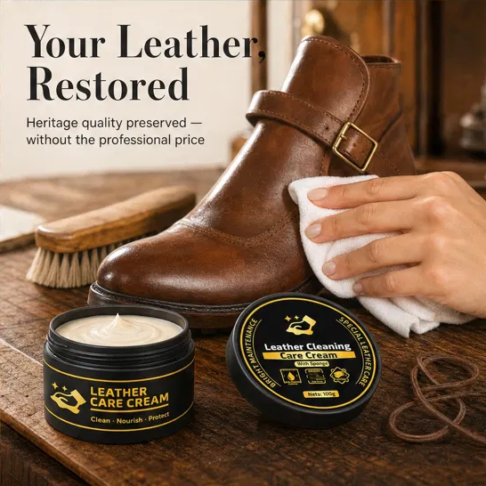 Hidewell – Clean, Nourish &amp; Protect All-in-One Leather Care Cream with Sponge + 50% OFF