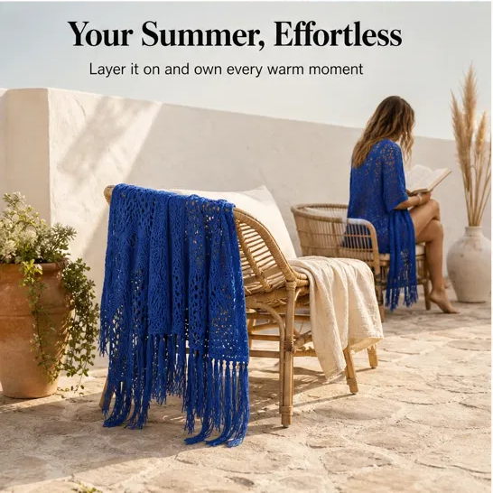 Sundrift™ – Breathable Open-Knit Fringe Cover-Up Cardigan + 50% OFF
