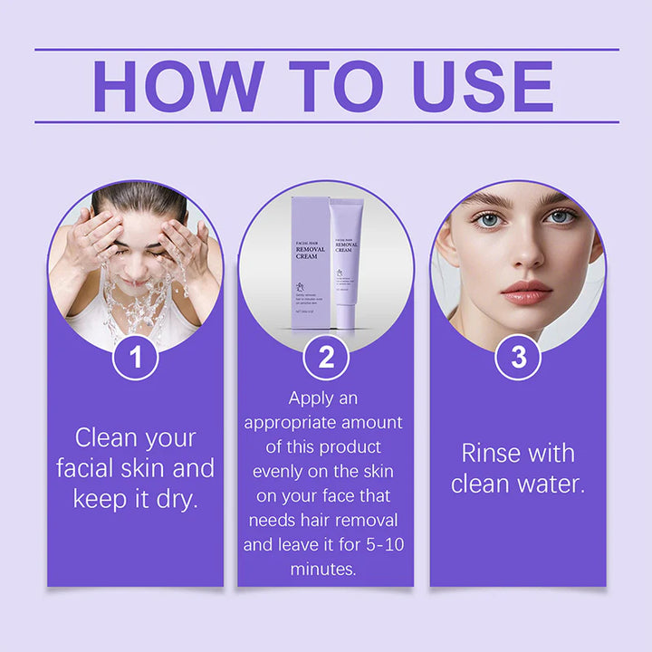 Petalune™ – Gentle Painless Facial Hair Removal Cream with Shea Butter &amp; Centella + 1+1 FREE