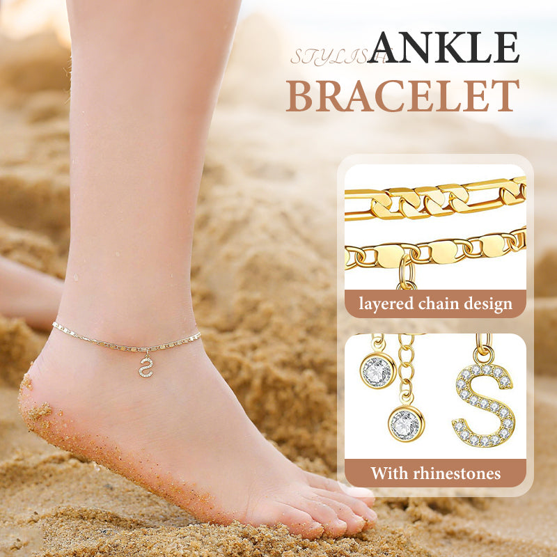 The AuraGlow Layered Anklet — Elegant Rhinestone Brilliance + 50% OFF