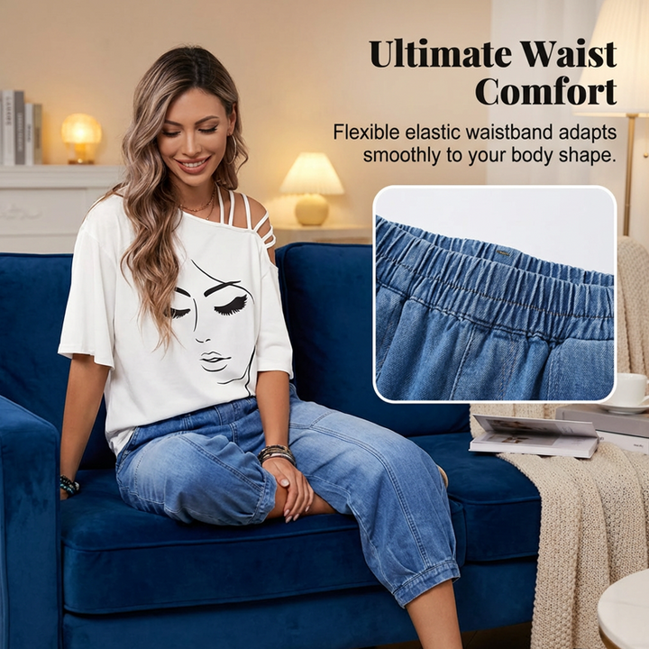Willowfold™ – High-Waist Elastic Cropped Wide-Leg Jeans + 50% OFF