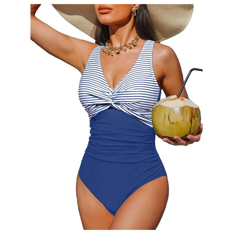 Drapelle™ – Tummy-Control Twist-Front V-Neck One-Piece Swimsuit + 50% OFF