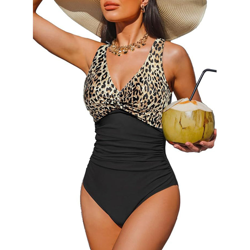 Drapelle™ – Tummy-Control Twist-Front V-Neck One-Piece Swimsuit + 50% OFF