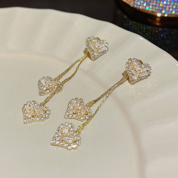 Lumelle™ – Cascading Crystal Heart Drop Earrings + 50% OFF
