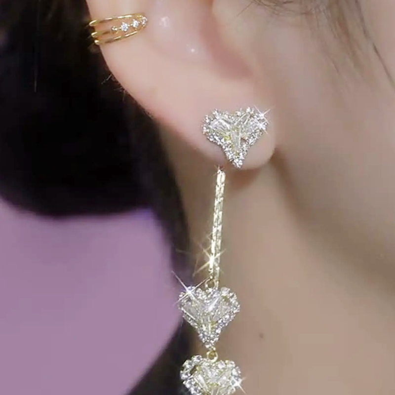 Lumelle™ – Cascading Crystal Heart Drop Earrings + 50% OFF