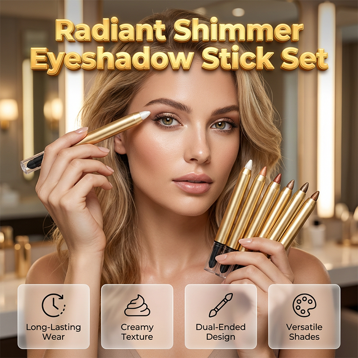 Lustara™ – Waterproof Shimmer Eyeshadow Stick Set with Built-In Blending Sponge + 1+1 FREE