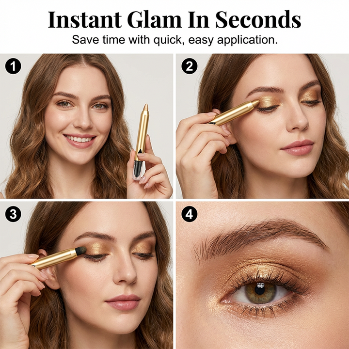 Lustara™ – Waterproof Shimmer Eyeshadow Stick Set with Built-In Blending Sponge + 1+1 FREE