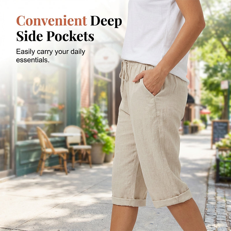 Linwood™ – Breathable Cotton-Linen Capris with Drawstring Waist &amp; Deep Pockets + 50% OFF