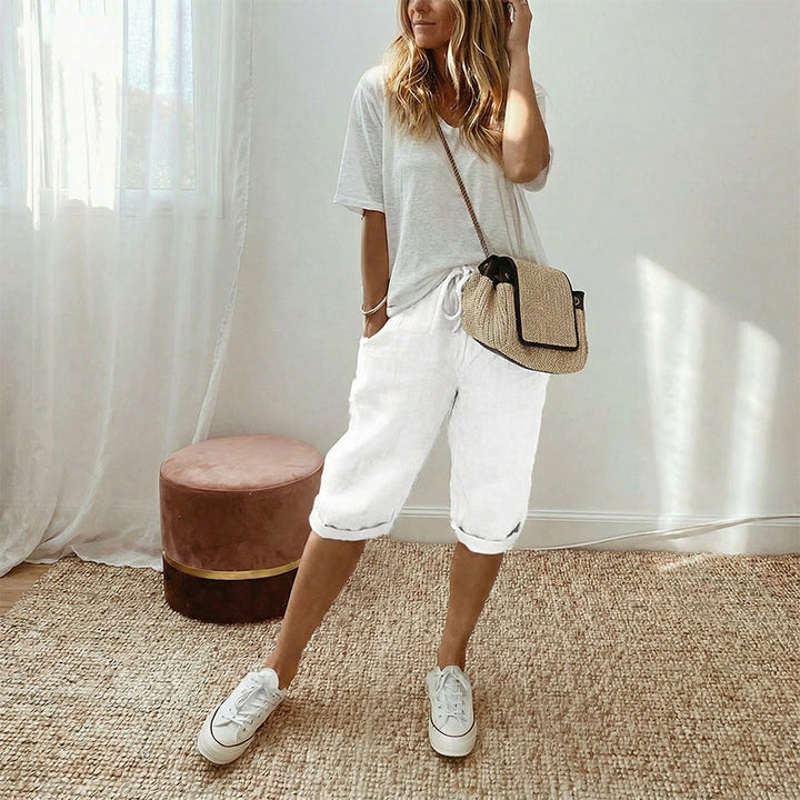 Linwood™ – Breathable Cotton-Linen Capris with Drawstring Waist &amp; Deep Pockets + 50% OFF