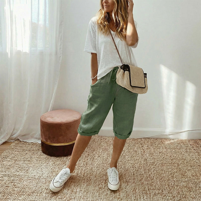 Linwood™ – Breathable Cotton-Linen Capris with Drawstring Waist &amp; Deep Pockets + 50% OFF