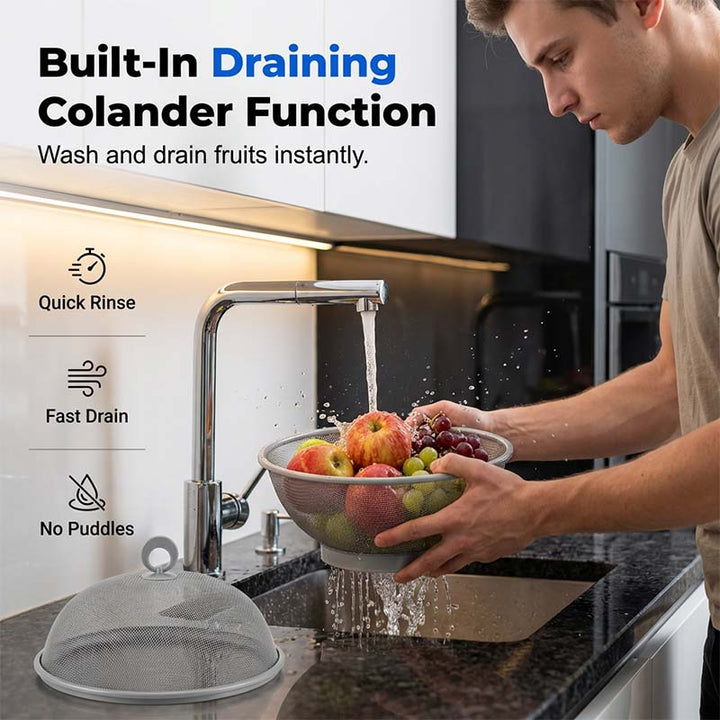 Larder™ – Breathable Mesh Fruit Basket with Lid &amp; Built-In Colander + 50% OFF