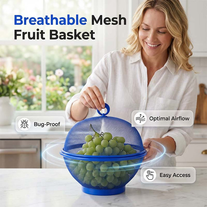 Larder™ – Breathable Mesh Fruit Basket with Lid &amp; Built-In Colander + 50% OFF