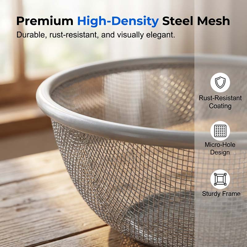 Larder™ – Breathable Mesh Fruit Basket with Lid &amp; Built-In Colander + 50% OFF