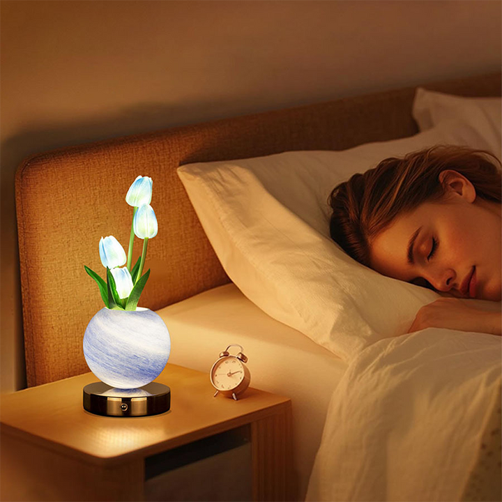 Petalune™ – Glass Globe Tulip Bouquet Night Light with Soft Warm Glow + 50% OFF