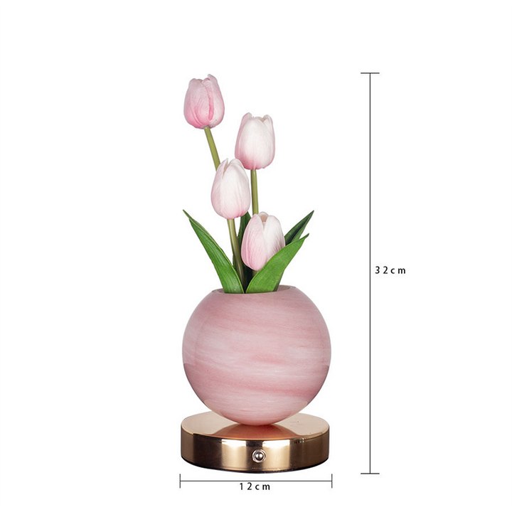 Petalune™ – Glass Globe Tulip Bouquet Night Light with Soft Warm Glow + 50% OFF