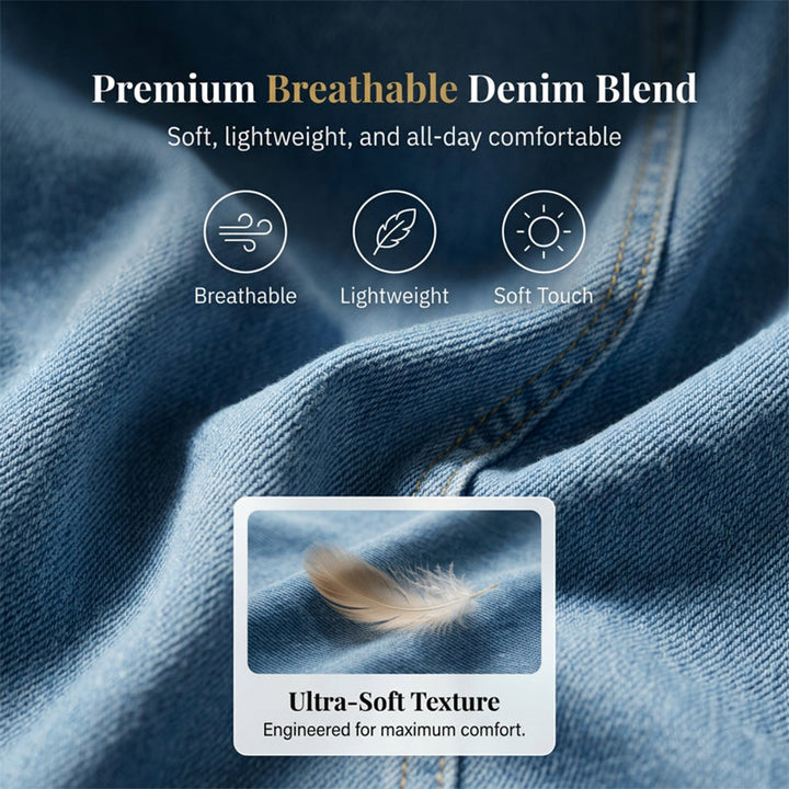 Solène™ – Lightweight Breathable Denim V-Neck Dress with Pockets + 50% OFF