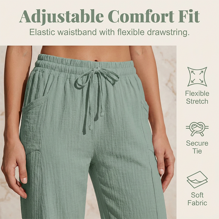 Linara™ – Breathable Wide-Leg Cropped Pants with Adjustable Waist + 50% OFF
