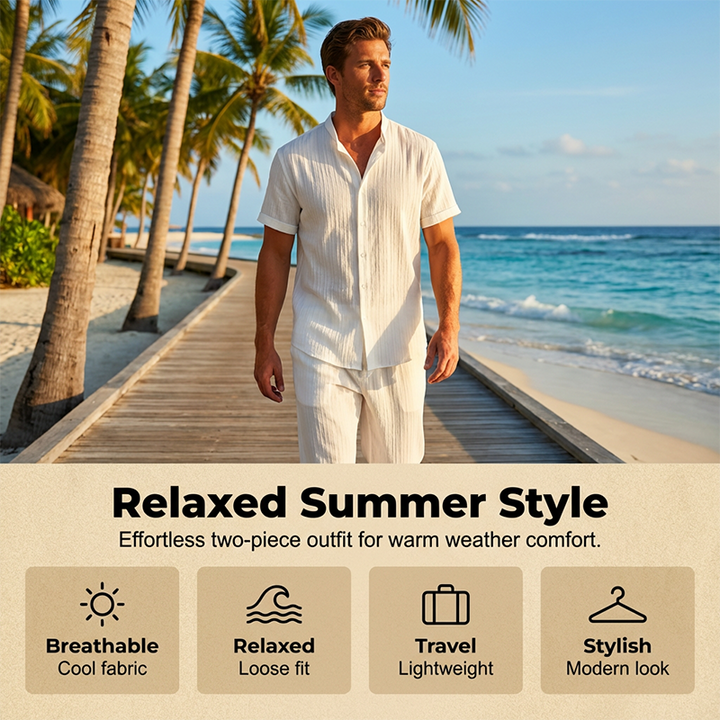 Driften™ – Textured Breathable Short-Sleeve Shirt &amp; Pants Set + 50% OFF